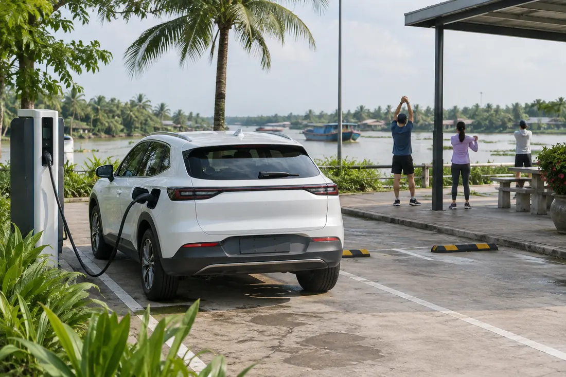 Xe được sạc đầy trước mỗi chuyến đi xa