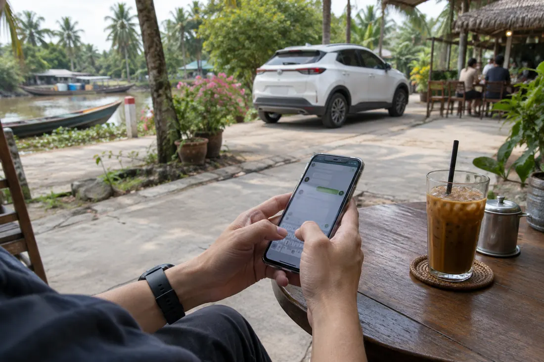 Nhắn địa chỉ đón, điểm đến và giờ đi khi đặt xe