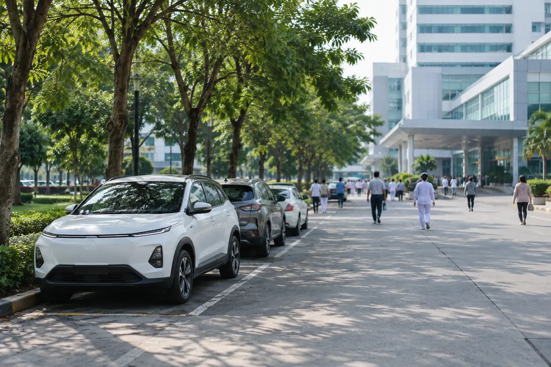 Bãi đỗ xe gần bệnh viện trong lúc chờ khám